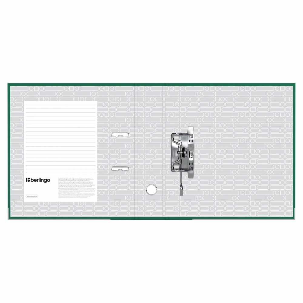 Папка-регистратор Berlingo Mega Top, 70мм, бумвинил, с карманом на корешке, нижний металлический кант, зеленая