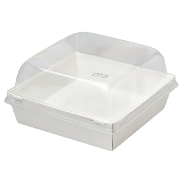 Коробка для десертов / закусок, с купольной крышкой 145 х 145 х 85 мм, белая