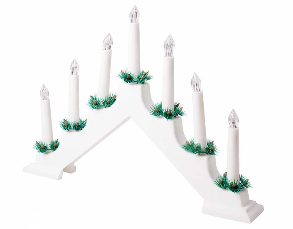 Светильник Горка рождественская 7 свечей, пластиковая белая