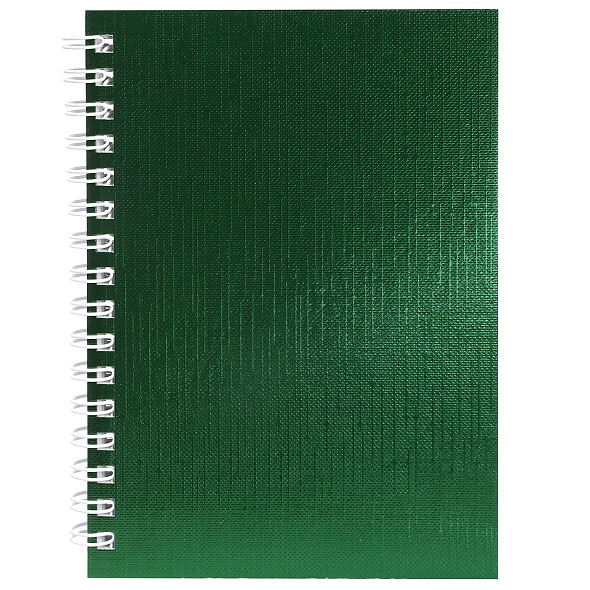 Блокнот А6 96л., гребень METALLIC Зеленая бумвинил, клетка Hatber
