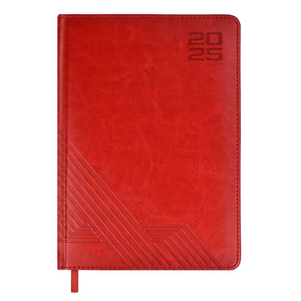 Ежедневник датированный 2025г А6+ (126х174мм) 176л., твердый переплет, кожзам Сариф красный