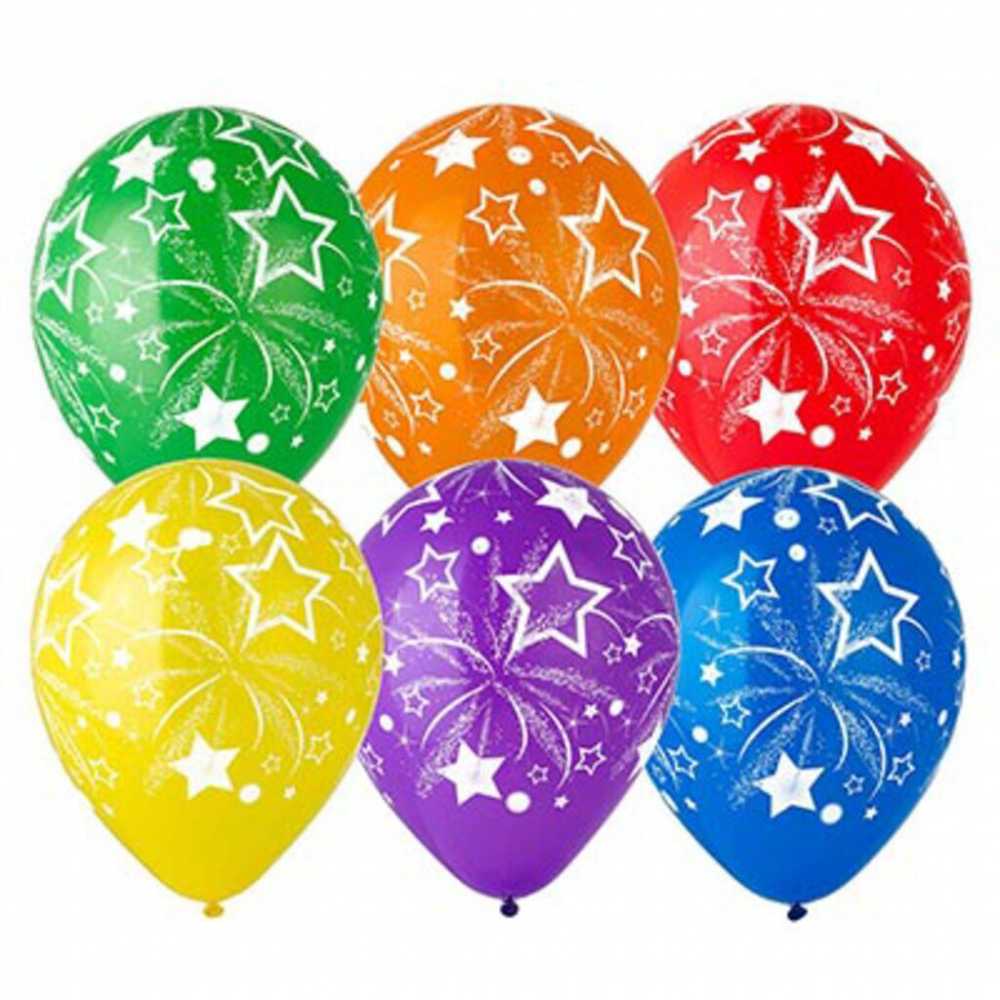 Шар воздушный с рисунком 12" Звезды Салют 30 см, ассорти, 1 шт.