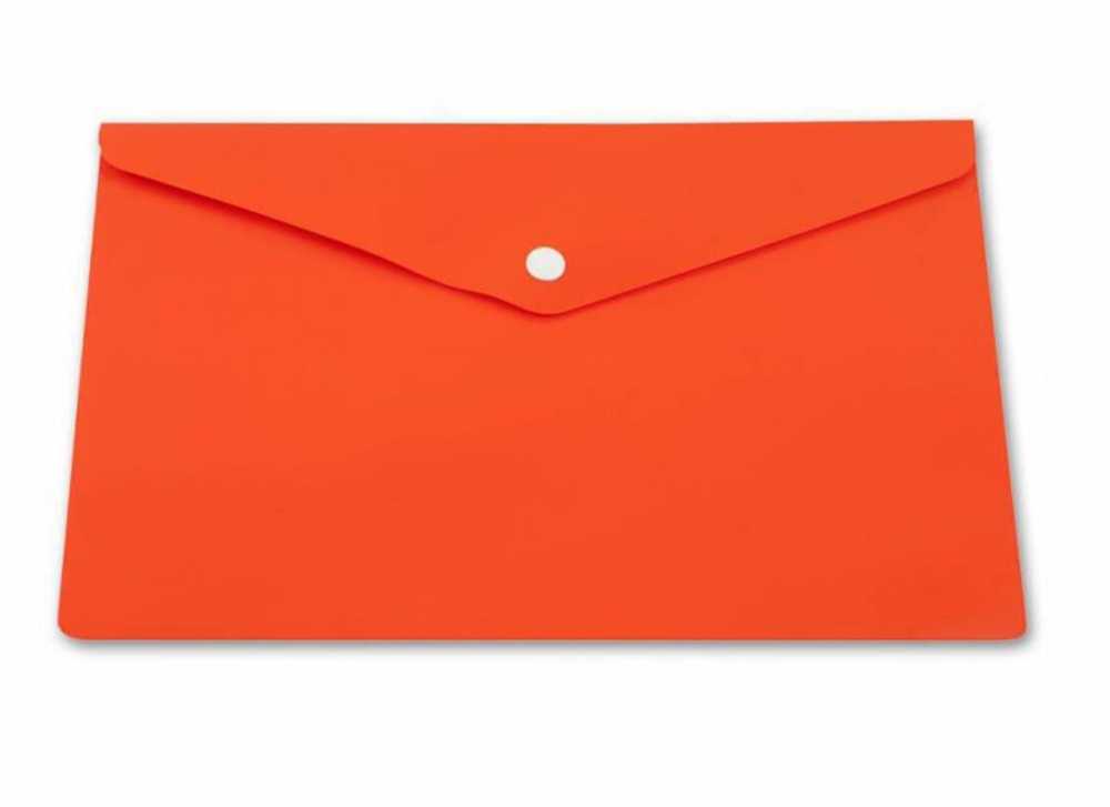 Конверт на кнопке А5 0,18мм непрозрачный, глянцевый однотонный, оранжевый