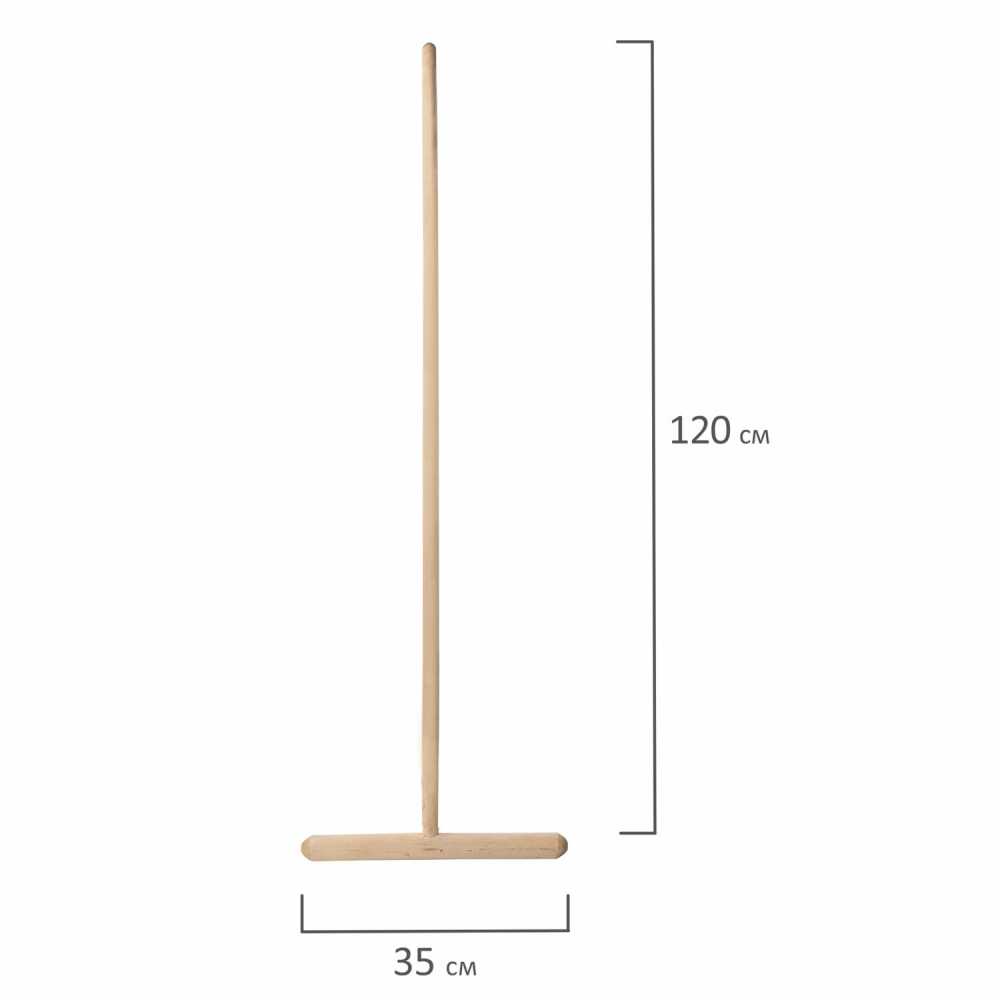 Швабра для пола деревянная, длина черенка 120 см, рабочая часть 35 см