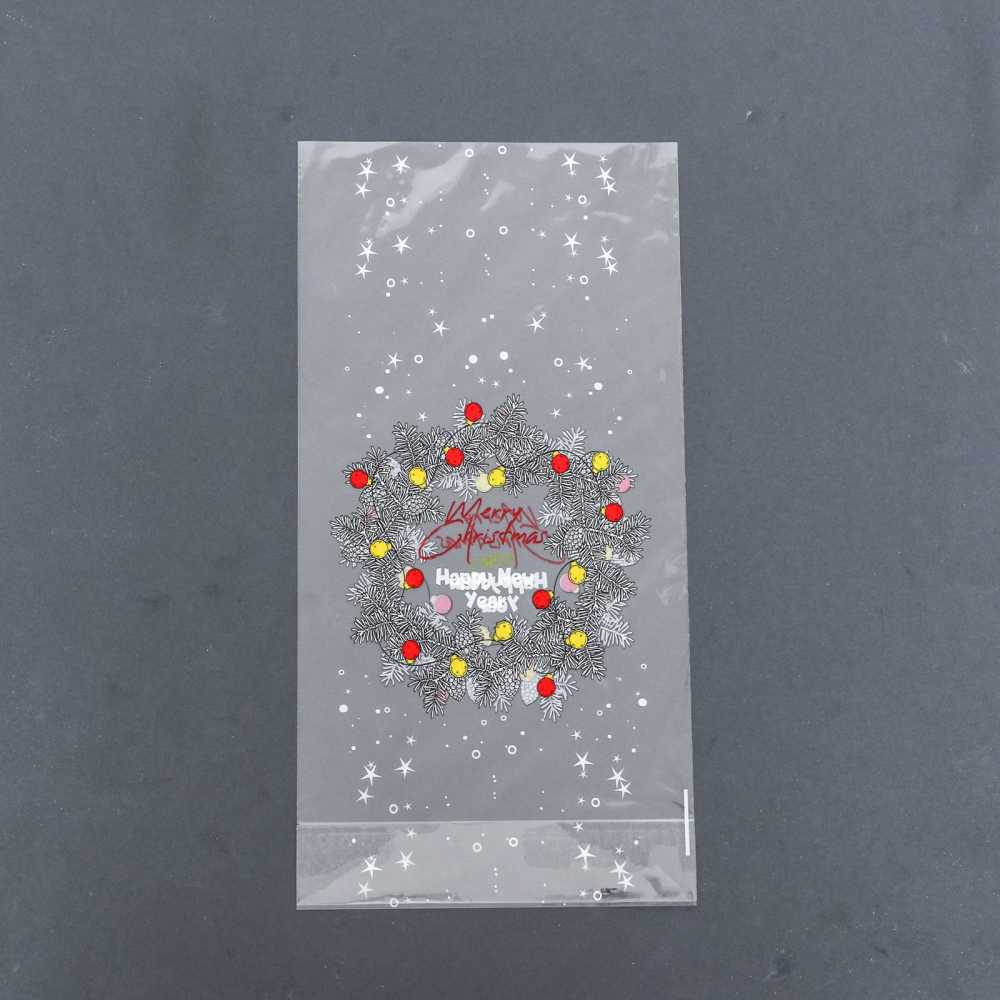 Пакет новогодний фасовочный БОПП, с донной складкой, "Венок" 15*30 см