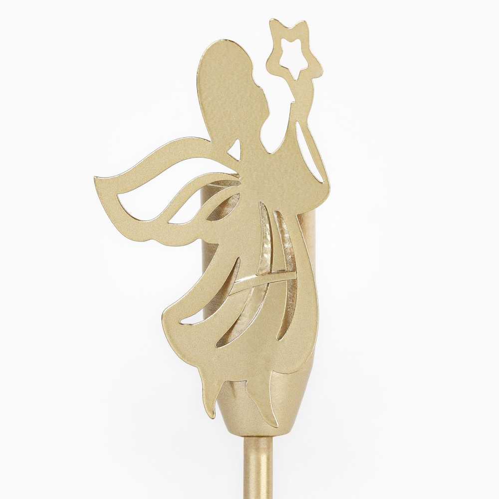 Подсвечник новогодний Ангел золотой, 7,4*15,3 см, под свечу диаметром 2,2 см