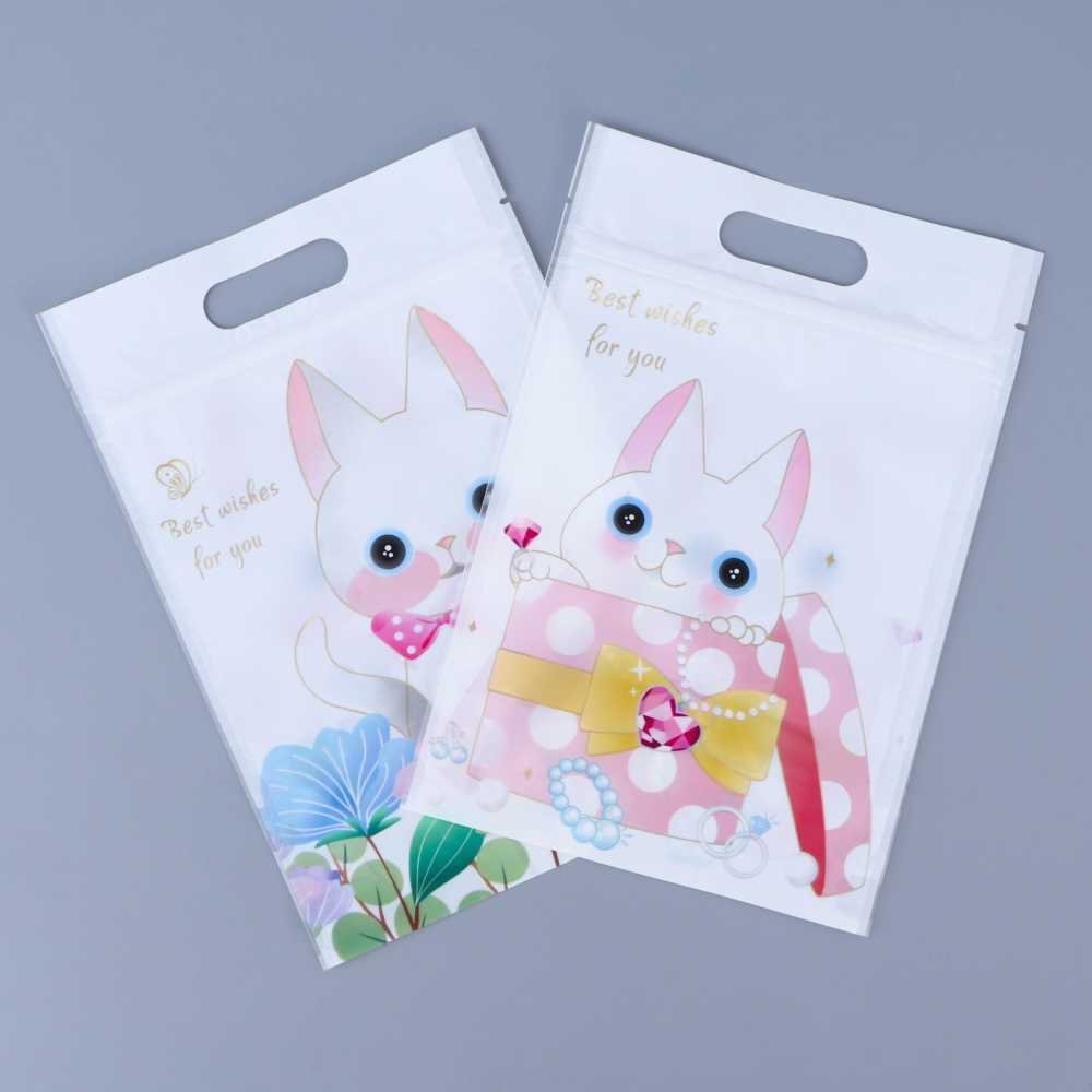 Пакет подарочный с ручкой и с zip-lock застежкой, Милые котики, 15*23см