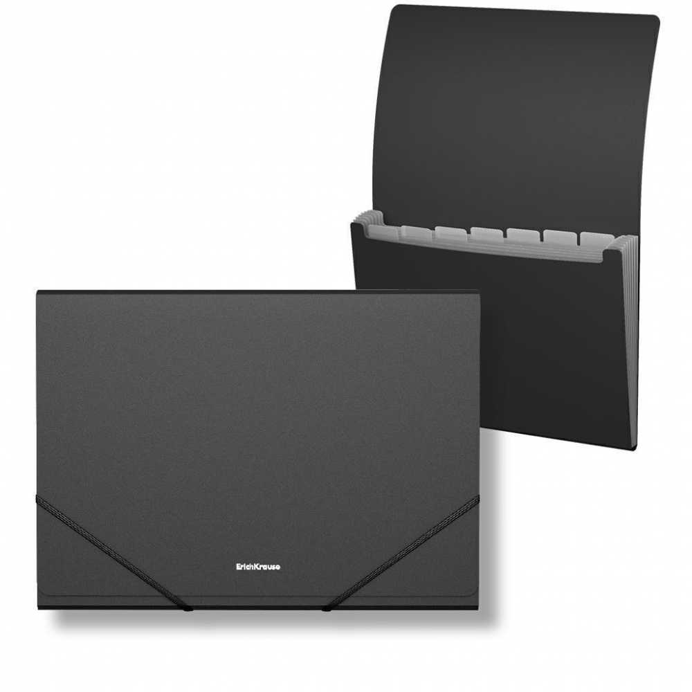 Папка на резинках ErichKrause Matt Classic А4, черная, 6 отделений