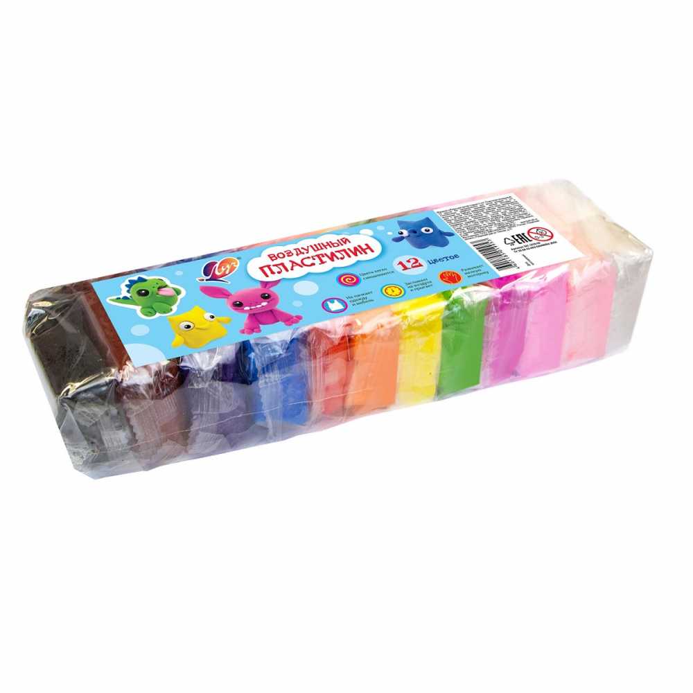 Пластилин воздушный 12 цветов