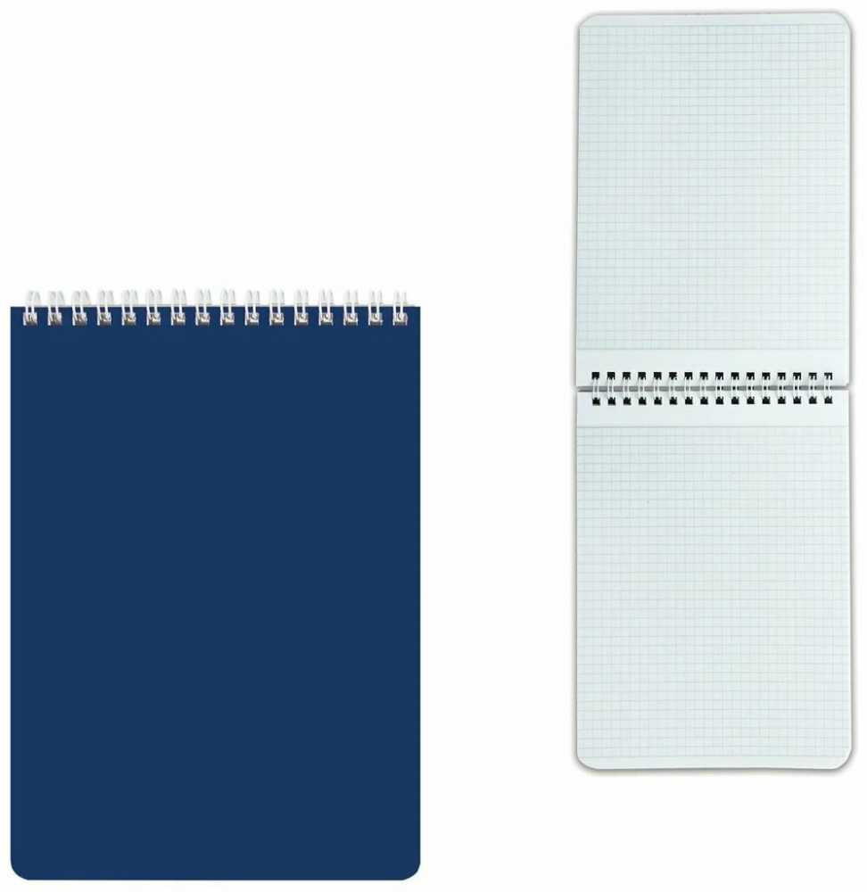 Блокнот А5 60л гребень Однотонный. Синий, клетка Hatber