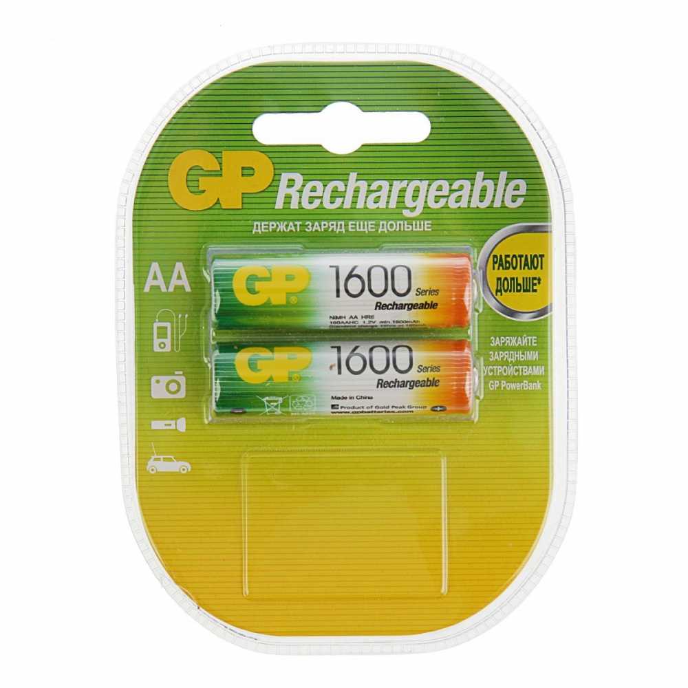 Аккумулятор GP AA NI-MH 1600mAh, 2 шт.