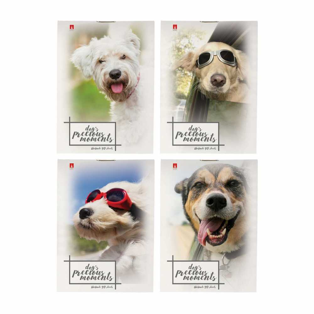 Блокнот А7 40л скоба Щеночки клетка, ассорти