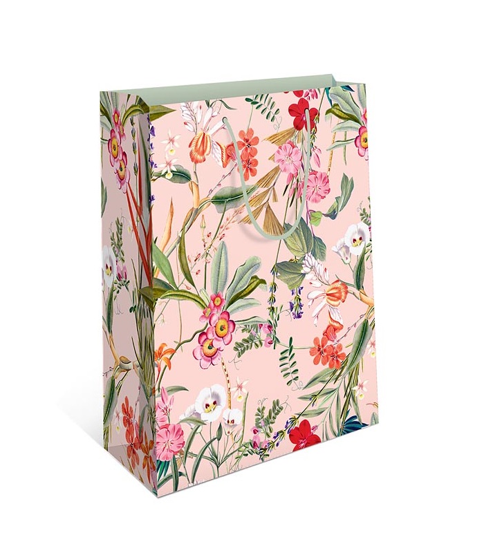 Пакет подарочный бумажный 33*42*10 см, Цветы