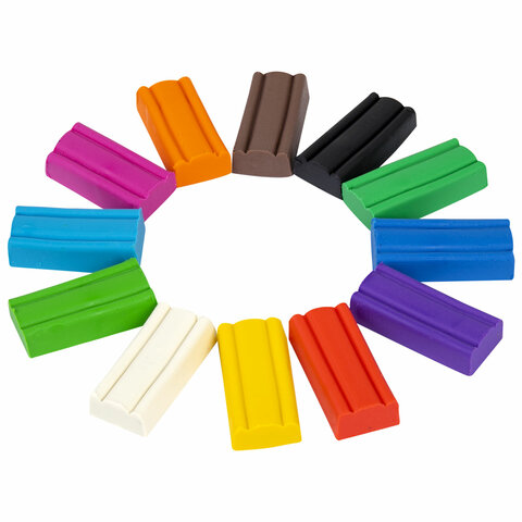 Пластилин мягкий ЮНЛАНДИЯ ВЕСЕЛЫЙ ШМЕЛЬ, 12 цветов, 180 г, со стеком