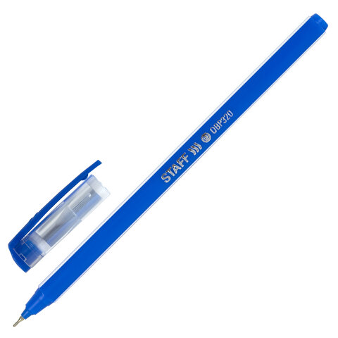 Ручка шариковая масляная STAFF Basic OBP-320, СИНЯЯ, корпус голубой, узел 0,7 мм, линия письма 0,35 мм