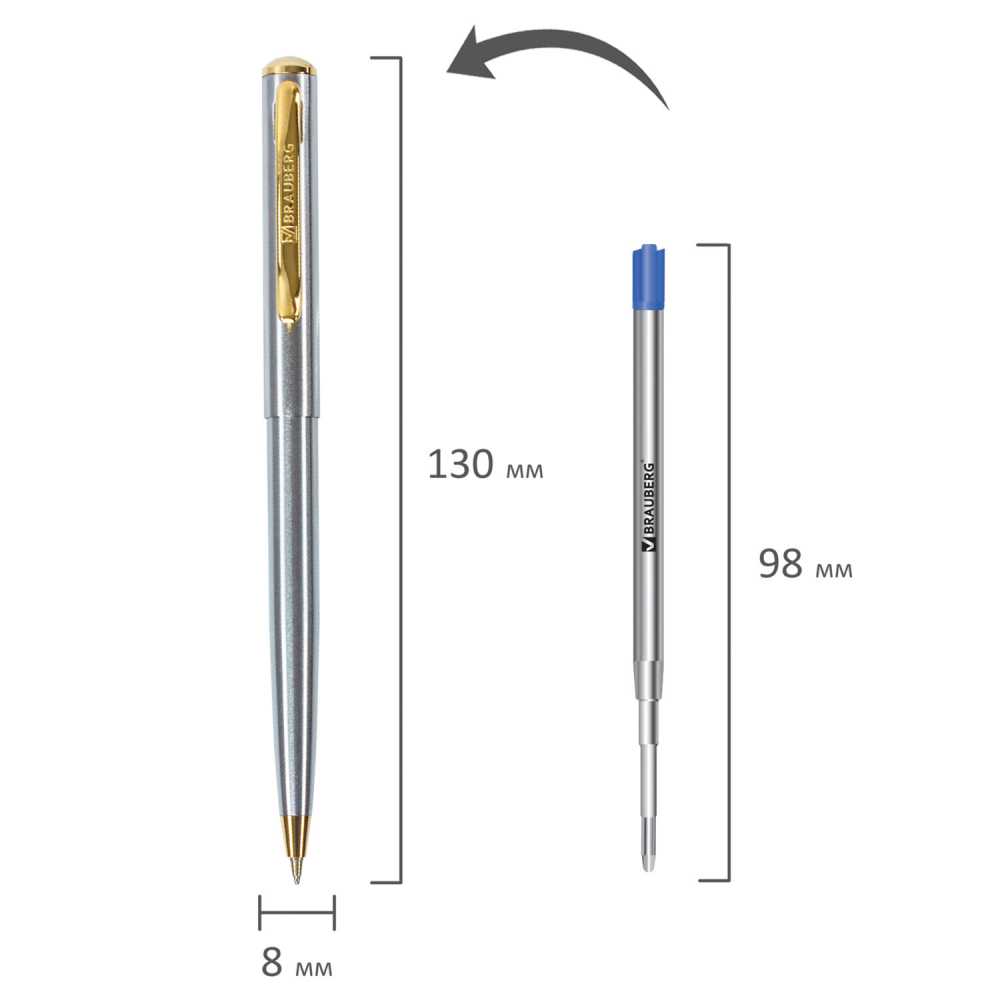 Ручка подарочная шариковая BRAUBERG Maestro, СИНЯЯ, корпус серебристый с золотистым, линия письма 0,5 мм