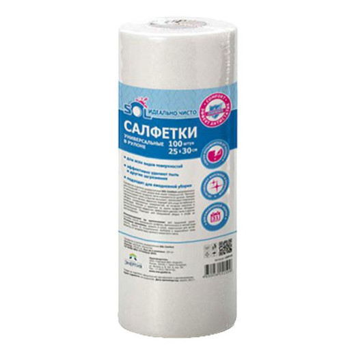 Салфетка РУЛОН универсальная СОЛ 100шт 25*30см