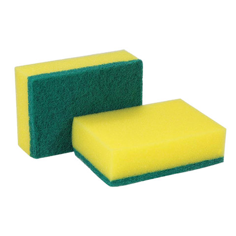 Губки бытовые для мытья посуды, КОМПЛЕКТ 3 шт., чистящий слой (абразив), PACLAN Practi Maxi