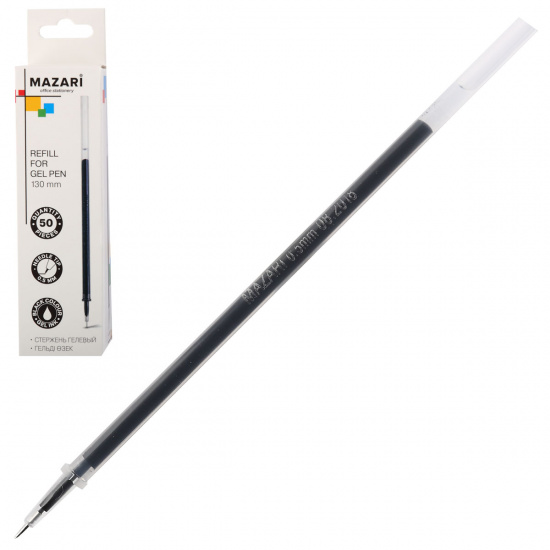Стержень гелевый MAZARI 130мм, игольчатый, черный 0,5мм