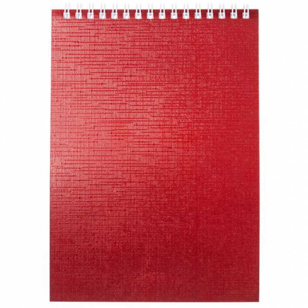 Блокнот А5 80л гребень METALLIC Красный клетка, бумвинил Hatber