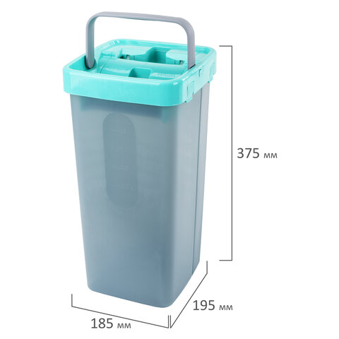 Комплект для уборки: швабра, ведро 9 л/7 л двухкамерное с отжимом, 3 насадки МОП (кармашки с двух сторон) COMPACT MOP, LAIMA