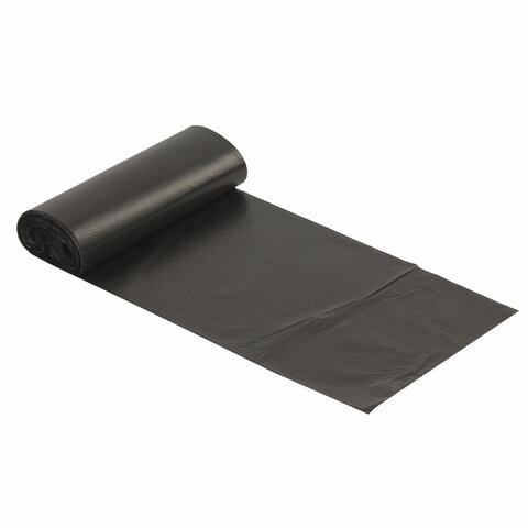 Мешки для мусора 30 л, черные, в рулоне 20 шт., прочные, ПНД 10 мкм, 50х60 см, ОФИСНАЯ ПЛАНЕТА