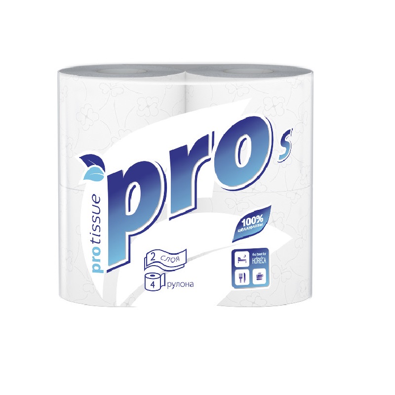 Туалетная бумага PROtissue 2 слоя, 4 рулона С160, белая, 23м