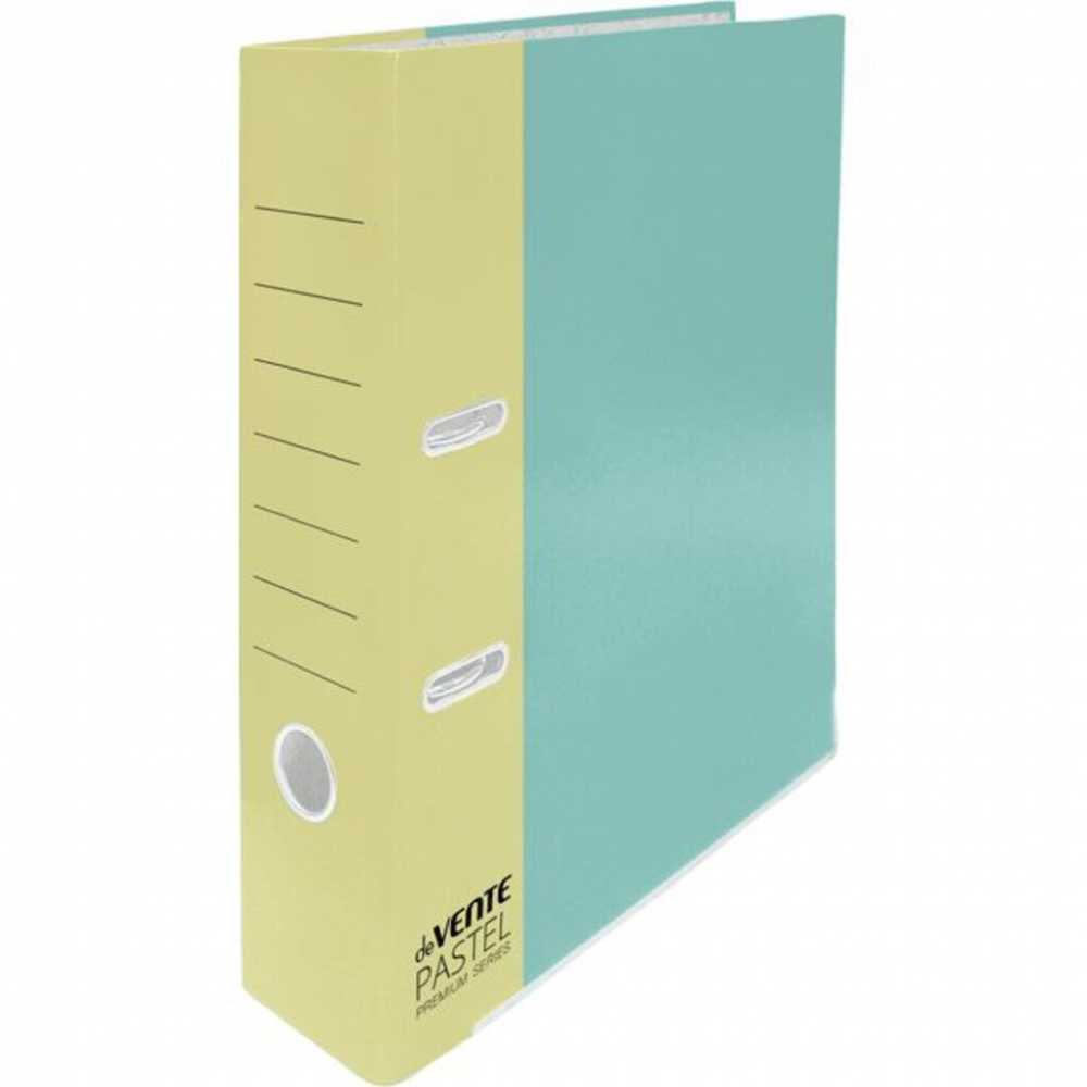Регистратор А4 75мм Pastel Бирюзовый, картон матовый ламинат, металлическая окантовка, deVENTE