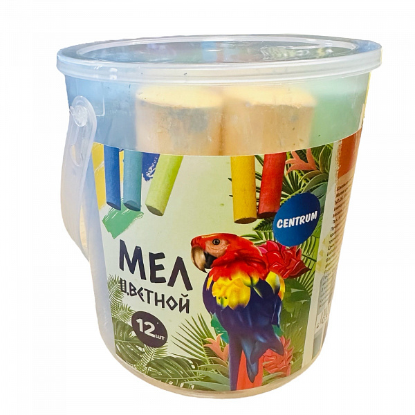 Мел цветной 12шт для асфальта, в ведерке, диаметр 25мм, длина 105мм, Jumbo