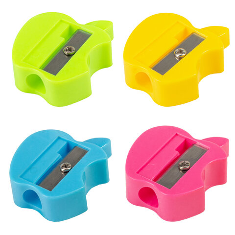 Точилка ПИФАГОР Яблоко, пластиковая, корпус ассорти