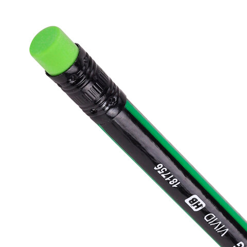 Карандаш чернографитный BRAUBERG VIVID, 1 шт., HB, с ластиком, корпус ассорти