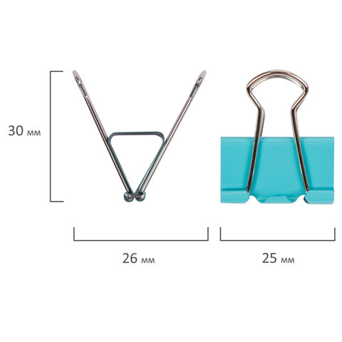 Зажимы для бумаг STAFF Profit, КОМПЛЕКТ 12 шт., 25 мм, на 100 листов, цветные, картонная коробка