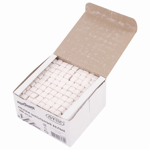 Мел белый квадратный 100 штук, ЮНЛАНДИЯ (Алгем), картонная упаковка