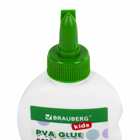 Клей ПВА, усиленный, BRAUBERG KIDS с супер-дозатором (для школы, хобби и творчества), 125 г