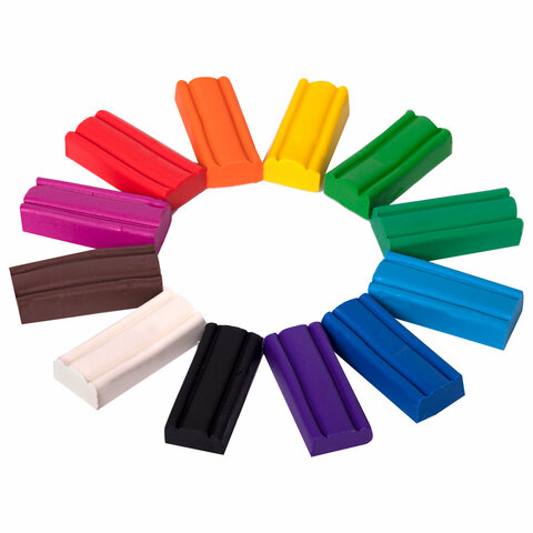 Пластилин мягкий ЮНЛАНДИЯ "ЮНЫЙ ВОЛШЕБНИК", 12 цветов 180 г, СО СТЕКОМ, ВЫСШЕЕ КАЧЕСТВО