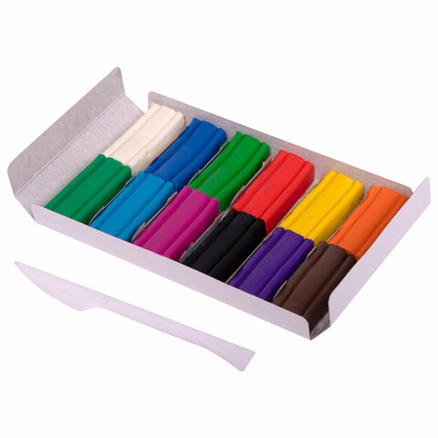 Пластилин мягкий ЮНЛАНДИЯ "ЮНЫЙ ВОЛШЕБНИК", 12 цветов 180 г, СО СТЕКОМ, ВЫСШЕЕ КАЧЕСТВО