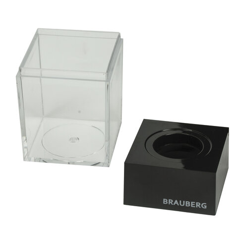 Скрепочница магнитная BRAUBERG с 30 скрепками, прозрачный корпус