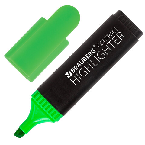 Текстовыделитель BRAUBERG Contract, ЗЕЛЕНЫЙ, линия 1-5 мм