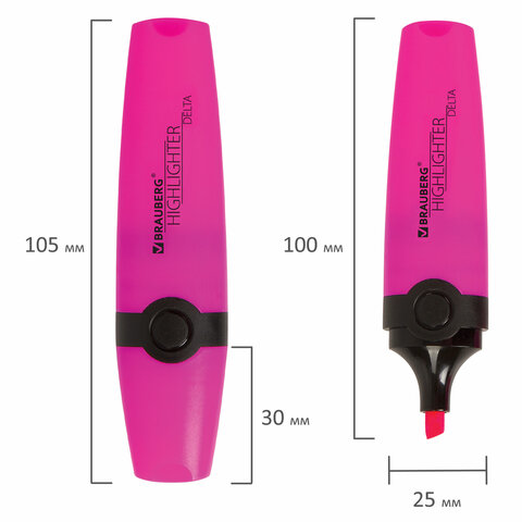 Текстовыделитель BRAUBERG DELTA, РОЗОВЫЙ, линия 1-5 мм