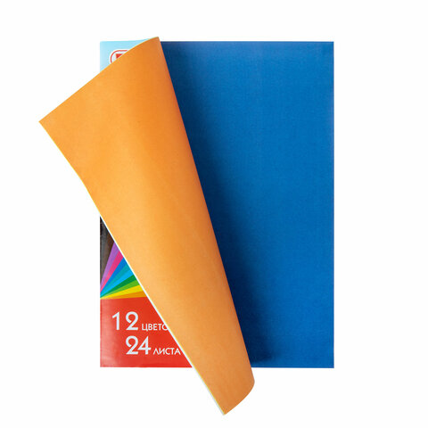 Цветная бумага А4 газетная, 24 листа, 12 цветов, на скобе, ПИФАГОР, 200х280 мм, Мишка с Пчелами