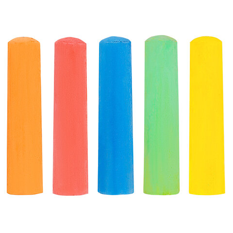 Мел в ведерке для рисования на асфальте 20 штук, 5 цветов, цветной круглый, BRAUBERG KIDS