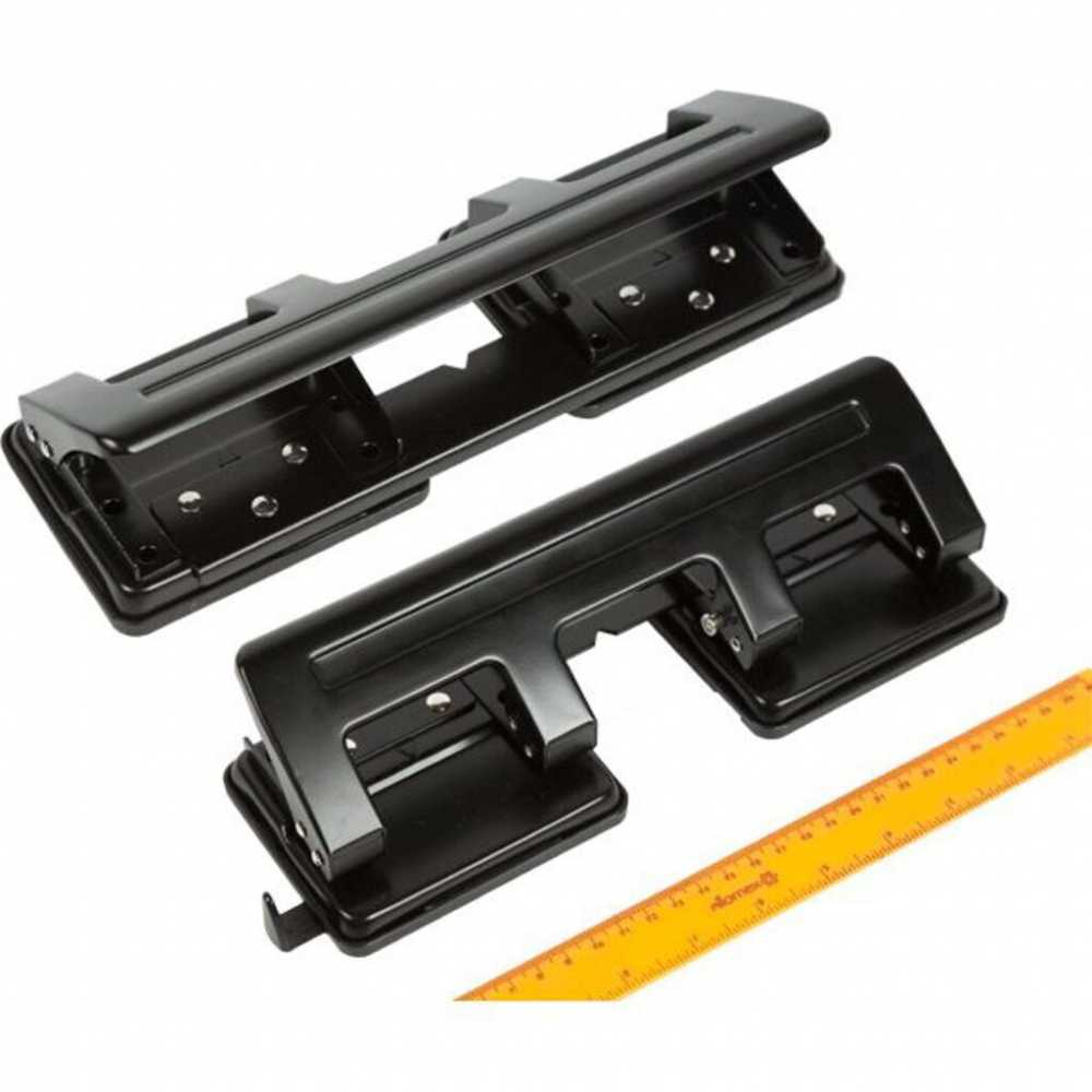 Дырокол на 4 прокола, 20л., металлический, черный ATTOMEX