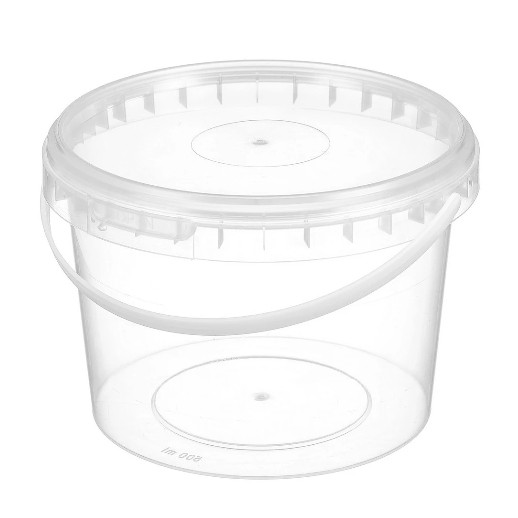 Ведро пищевое пластиковое (контейнер) 500мл с крышкой и ручкой, круглое (Д109мм, Н80мм), БСВ