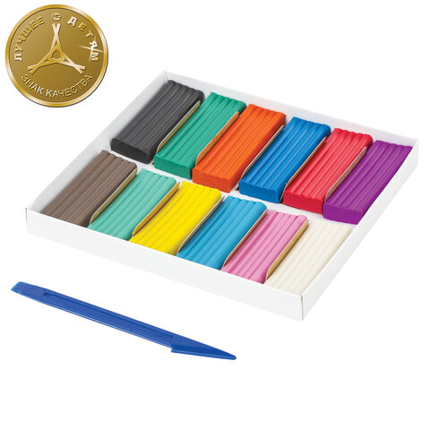 Пластилин классический ЮНЛАНДИЯ "ЮНЫЙ ВОЛШЕБНИК", 12 цветов, 240 г, СО СТЕКОМ, ВЫСШЕЕ КАЧЕСТВО