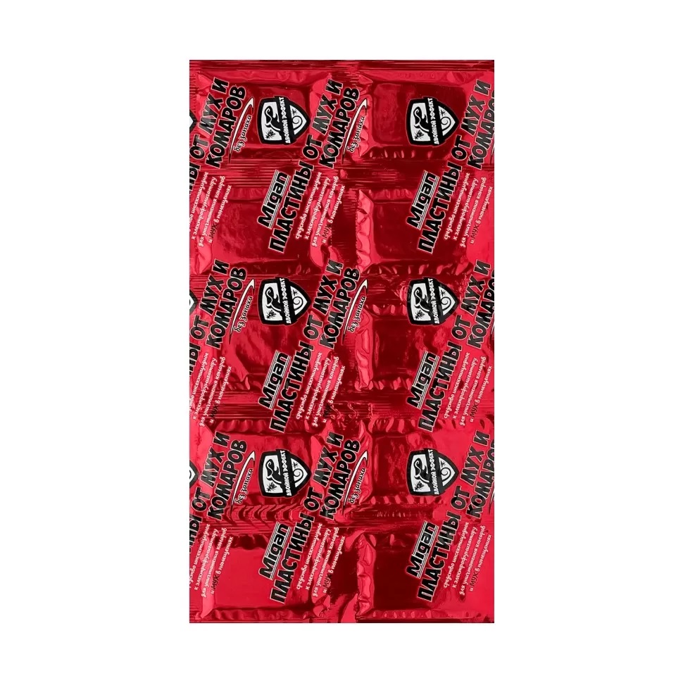 Пластины от мух и комаров Миган (красные) 10 шт.