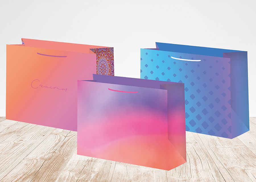 Пакет подарочный бумажный 23*18*10см, Микс  (Градиент)