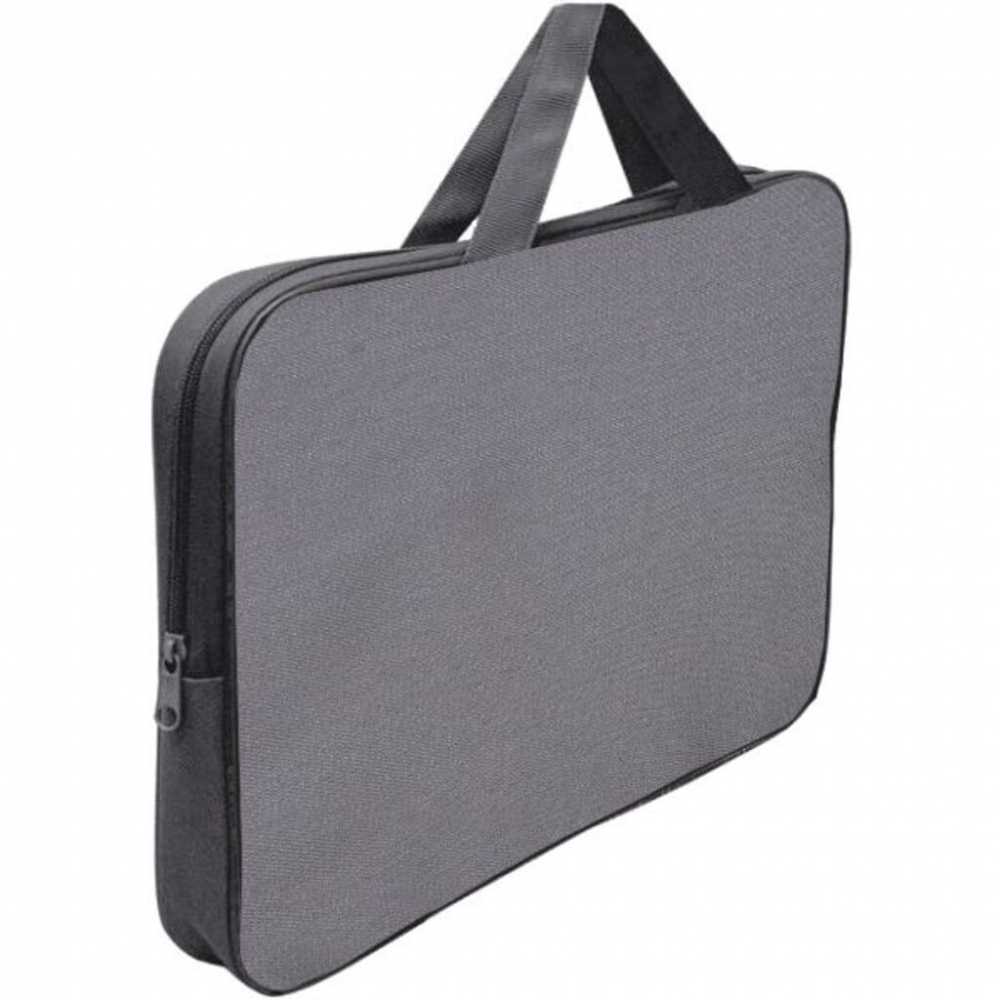 Папка А4 (350*270*70) с ручками, молния, ткань Серая