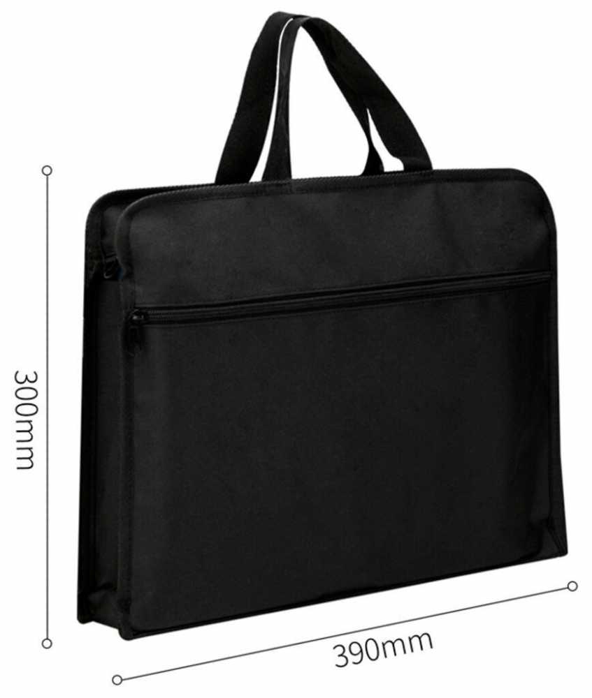 Папка портфель A4 черная (390*300*60мм, 2 отделения) с ручками на молнии, ткань