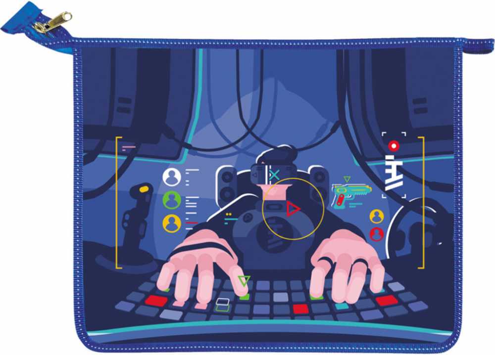 Папка для тетрадей А5 (245*195*50) 1 отделение, молния сверху, ламинат Игромания