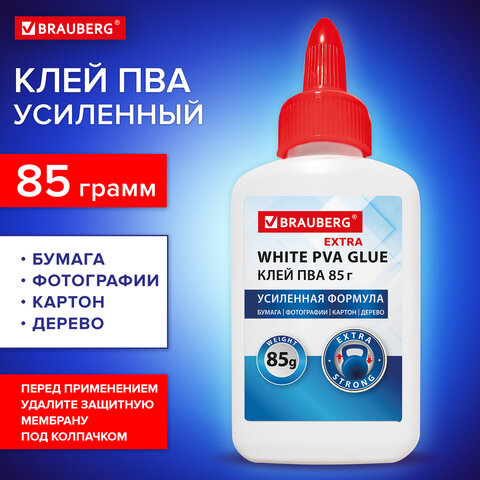 Клей ПВА УСИЛЕННЫЙ BRAUBERG Extra (бумага, фотографии, картон, дерево), 85 г